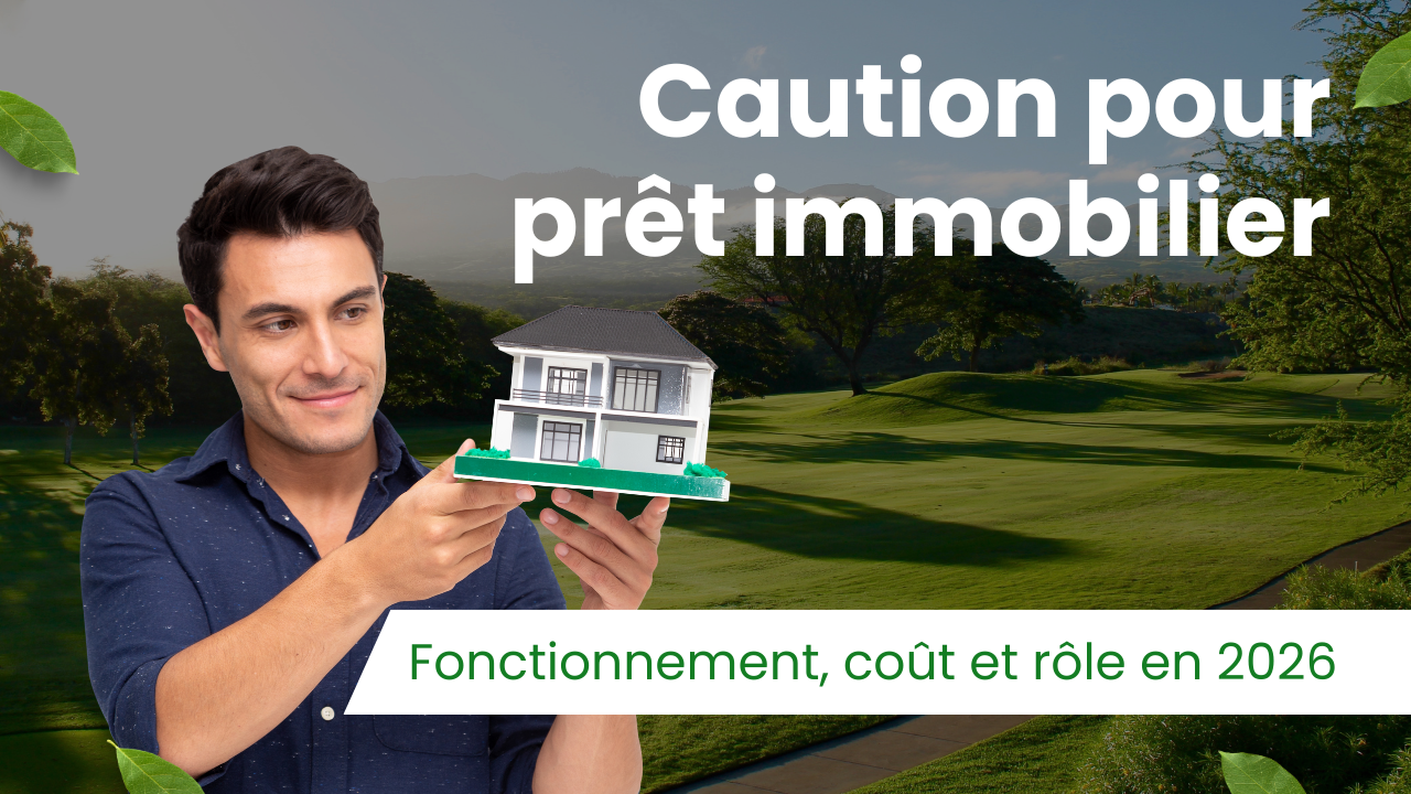 Illustration expliquant le fonctionnement de la caution de prêt immobilier en France, son rôle dans la sécurisation du crédit et son importance dans le marché bancaire 2026.