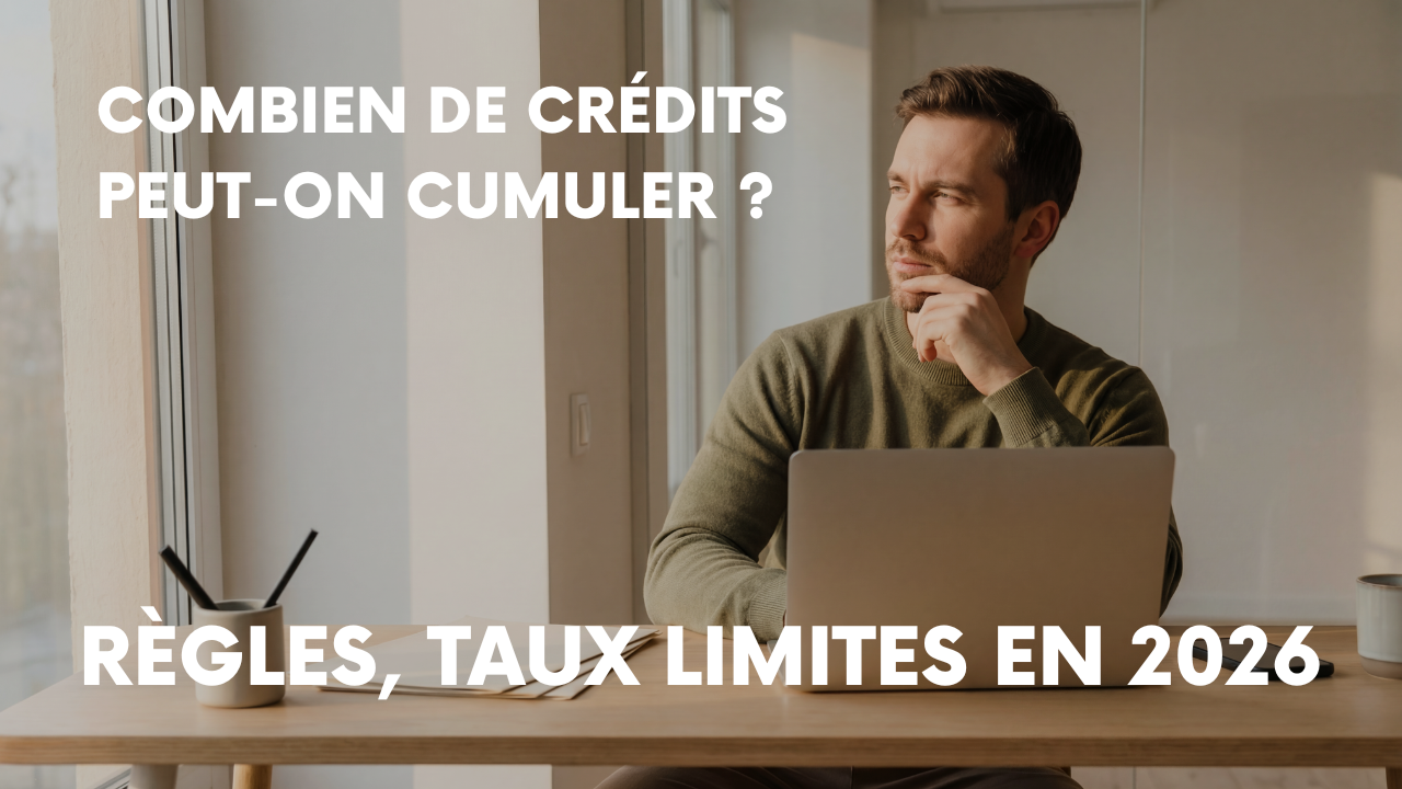Illustration expliquant le cumul de crédits en France en 2026 avec focus sur le taux d’endettement, le taux d’usure et les règles bancaires applicables.