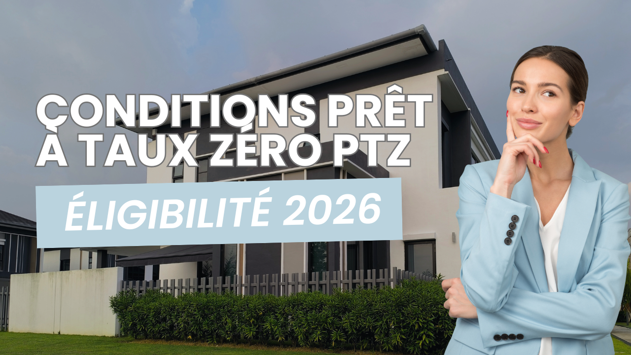 Illustration expliquant les conditions du prêt à taux zéro en France en 2026 avec focus sur les revenus, les zones géographiques et le contexte économique immobilier.