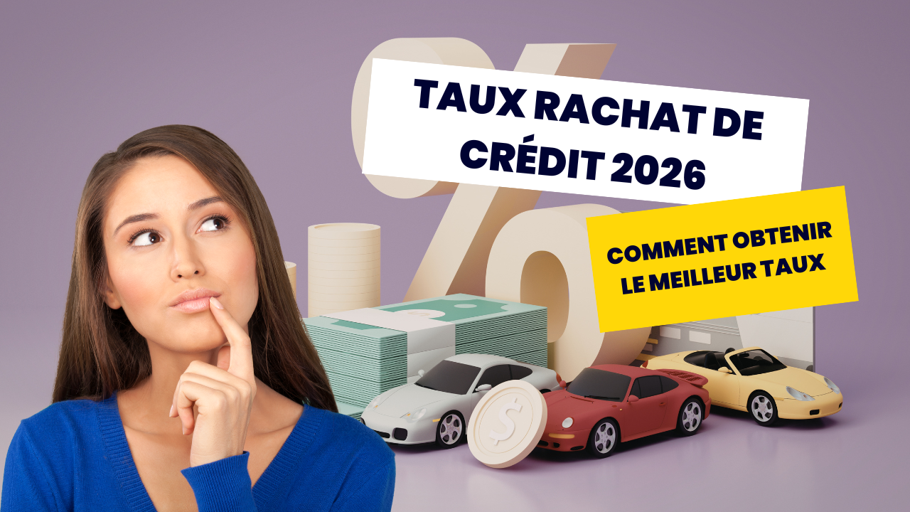 Visuel illustrant une simulation de rachat de crédit en 2026 avec comparaison des taux et des économies réalisables sur les mensualités.
