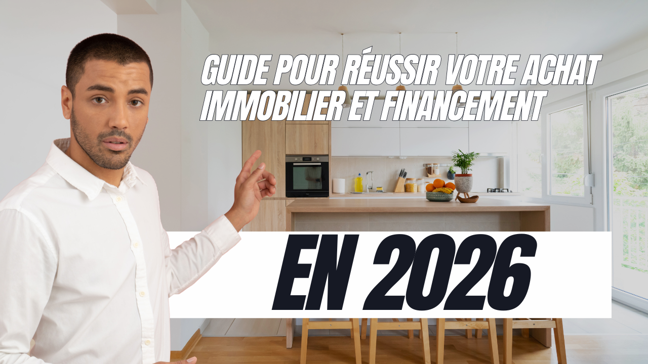Illustration du guide pratique immobilier 2026 détaillant les étapes clés : budget, recherche de bien, financement, compromis et signature chez le notaire.