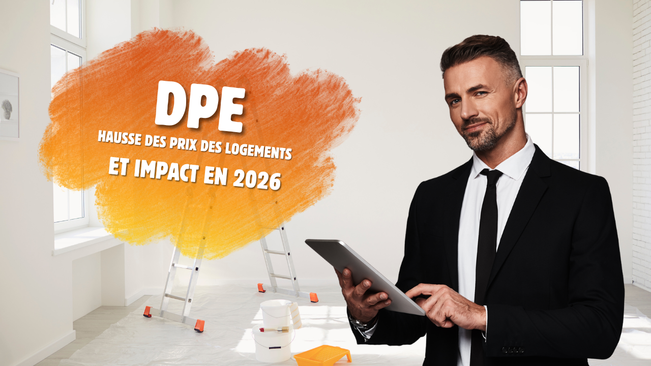Illustration expliquant l’impact du DPE sur les prix immobiliers en France en 2026, avec notion de valeur verte et décote énergétique.