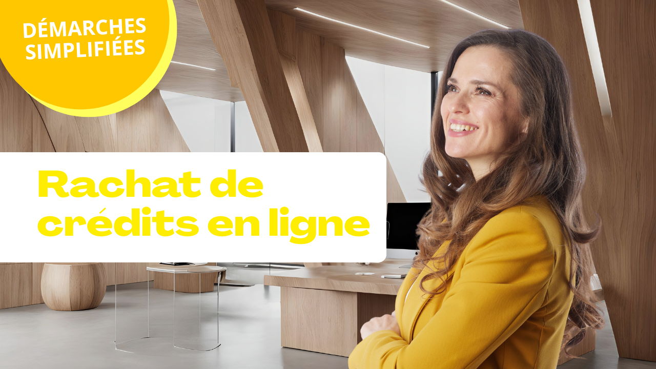 Illustration du processus de rachat de crédits en ligne : simulation, constitution du dossier et déblocage des fonds, entièrement à distance.