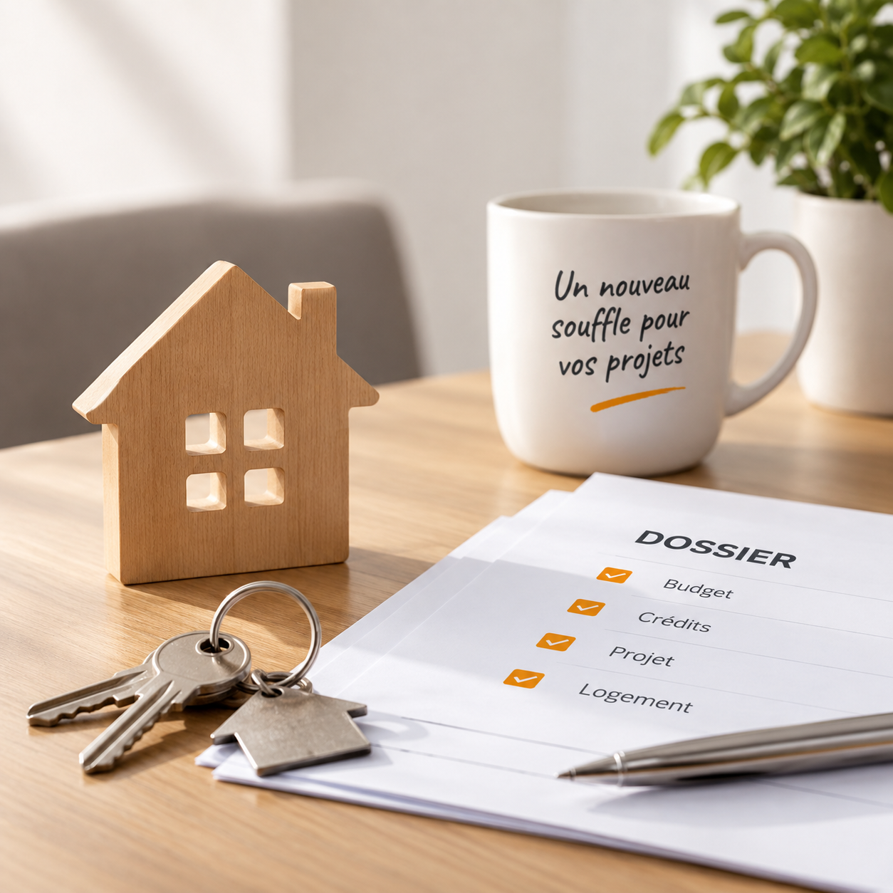 Illustration d’un dossier financier et d’un logement représentant les démarches d’un locataire confronté à un fichage FICP avant un projet de rachat de crédit.
